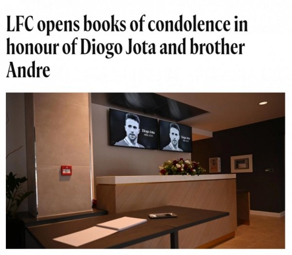 Liverpool sets condolence book for Jota and his brothers, Anfield s half-mast shop is closed until 7