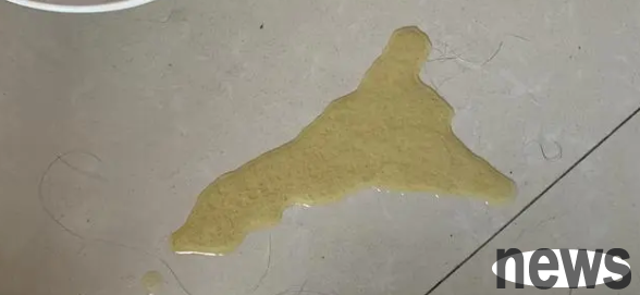 The cat s stomach is thrusting and spitting yellow water