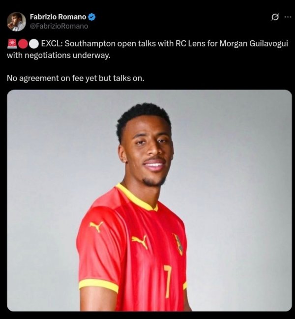 Romano: Southampton is interested in Guinea striker Gilavogi, is negotiating with Lens